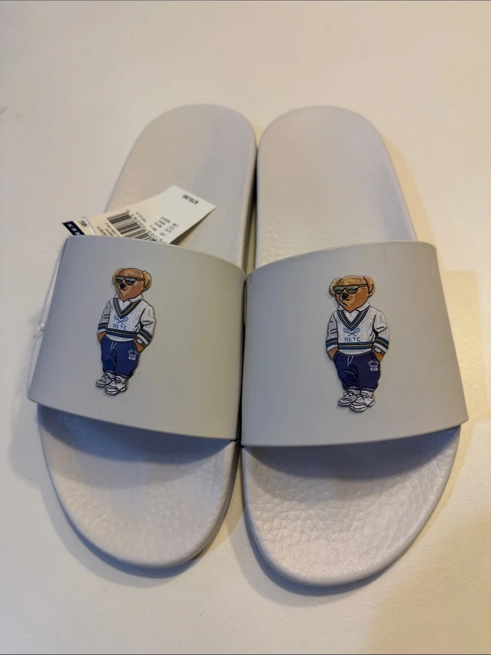 Ralph Lauren White Mens  Polo Bear Slide Sandals Sz 11.  New. Box54